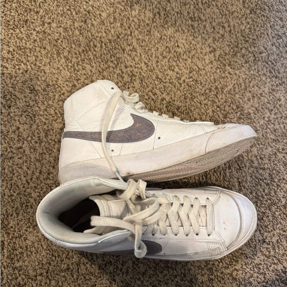 Nike White and Black High-Top Sneakers